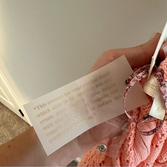 NWT LoveShackFancy Pink Cotton Eyelet Crochet Strawberry Bodysuit Small - Picture 15 of 16